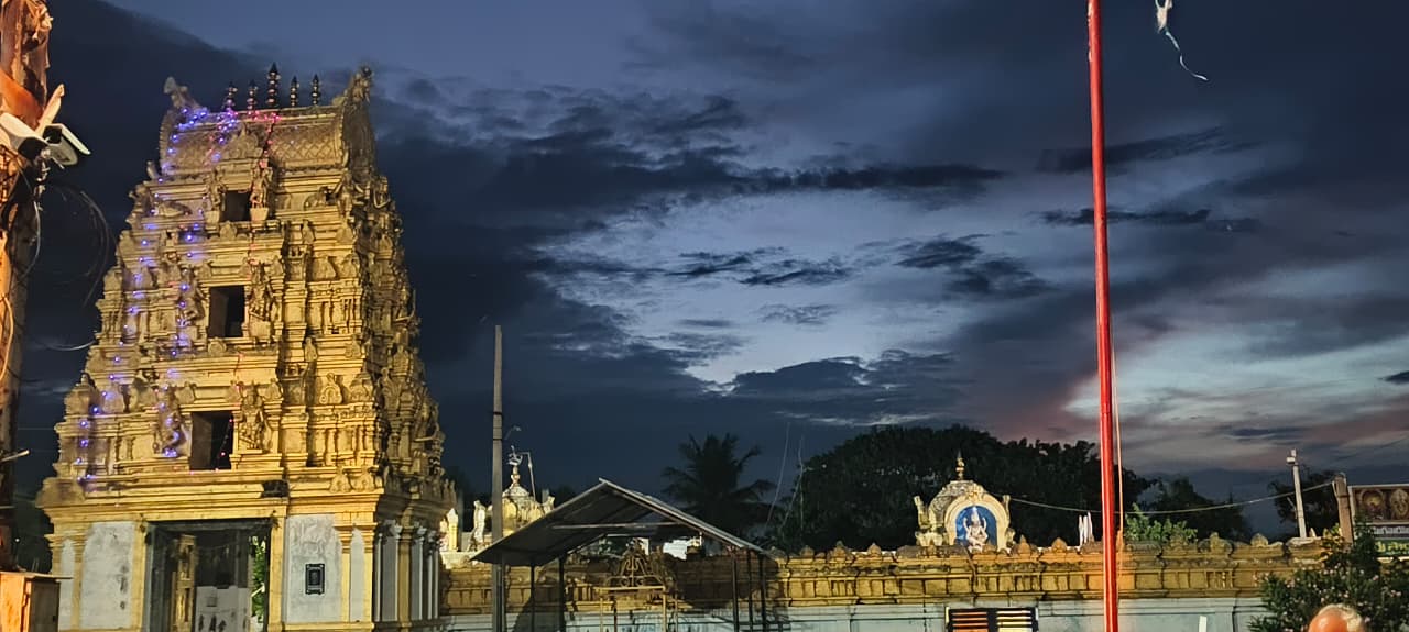 సాయంత్రం   చూపరులను ఆకట్టుకున్న గుడిగోపురం